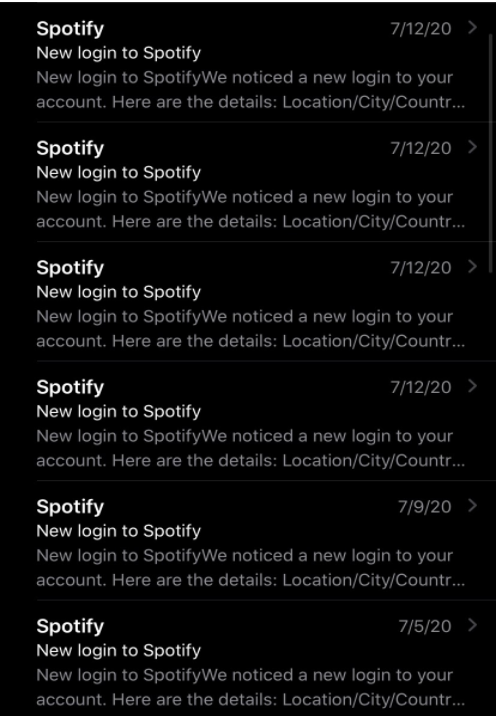 Logins made to my account from countries like Russia, Vietnam, and Malaysia all within a two week span.